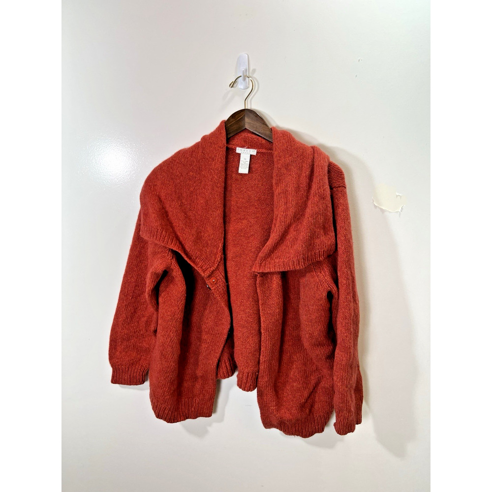 Tweeds Women’s Lamb's Wool Cardigan Sweater Size 2X Burnt Orange Vibrant Classic